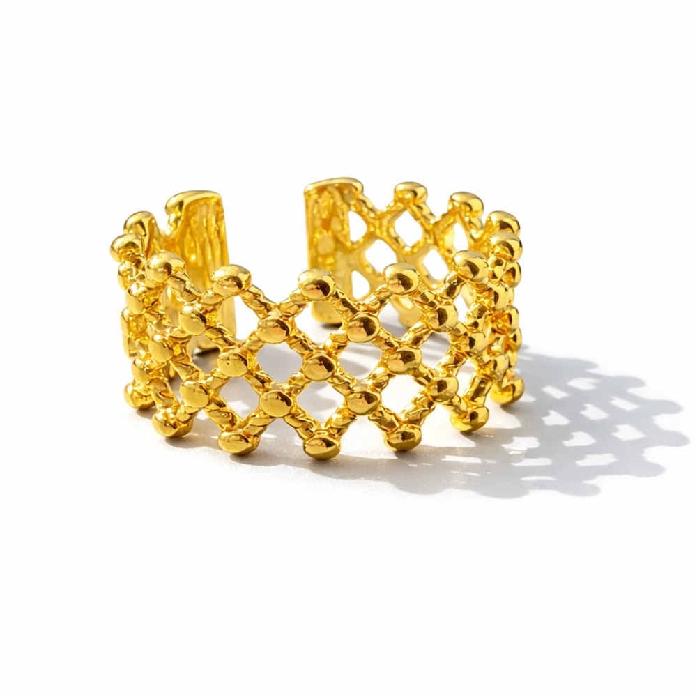 18K Gold Plated Adjustable Openwork Ring